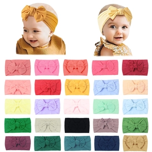 Nylon Soft Baby Bow Headbands For Newborn Infants Toddlers Elastic Handmade Headwraps Solid Color Kids Hair Accessories Headband