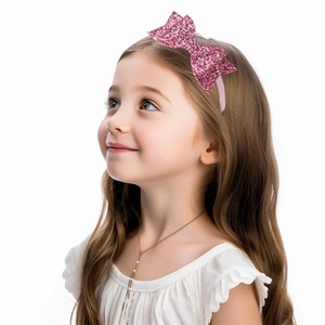 Pink sequin glitter mermaid bow headband for girls cute stylish hair accessory