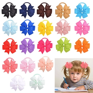 Élastiques à Cheveux Nœud Papillon en Ruban Gros-grain pour Enfants Bébé Couleur Unie Accessoires pour Cheveux Fille Cadeau
