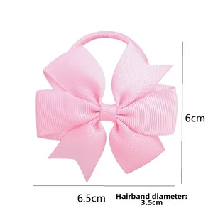 Dimensions détaillées du nœud rose en gros-grain avec annotations de taille