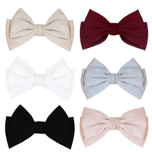 Large Satin Bow Hair Clip With Long Streamers Handmade Fabric Spring Barrette For Women Girls Sweet Hair Accessories