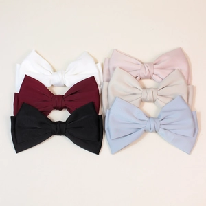 Elegant satin bow hair clips in six colors including red white and blue for women