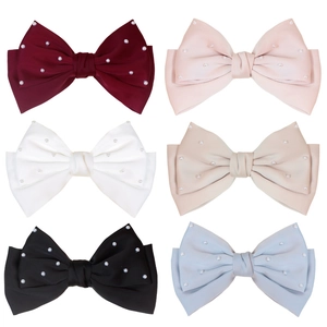 Barrette À Cheveux Noeud En Satin Fait Main Avec Künstliche Perles Imitation Pince À Ressort Élégante Accessoire Coiffure Femme Fille