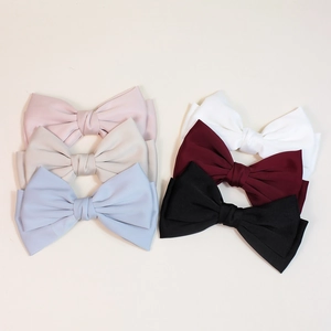 6pcs set of elegant double-layered silk bow hair clips in assorted summer colors