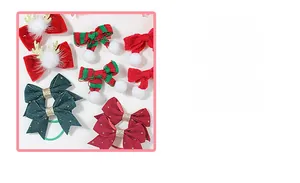 Weihnachts-Haarschmuck-Set mit roten Samtschleifen und Rentiergeweih für Mädchen
