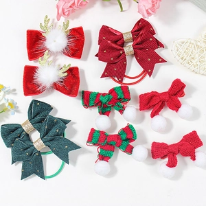 Weihnachten Rentier Geweih Schleife Haarklammern Für Mädchen Samt Cordsamt Strass Haargummis Pompon Winter Haarschmuck