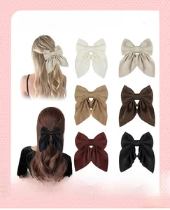 Détail de pinces à cheveux en satin mat élégantes en plusieurs couleurs et texture premium