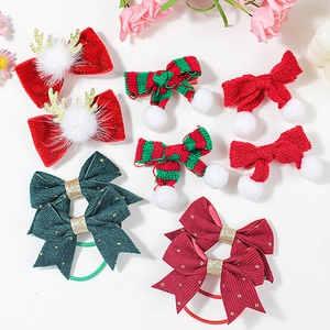 Weihnachts-Haarschmuck-Set mit Rentiergeweih-Schleifen und Glitzer-Haargummis