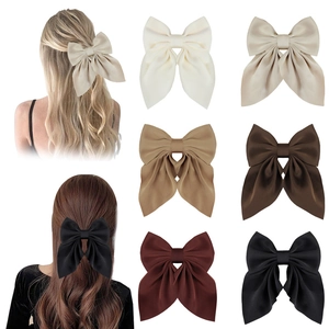 Grande Pince à Cheveux Nœud en Satin Élégante Barrette Douce avec Ruban à Longue Queue Fait à la Main Accessoires de Coiffure pour Filles Femmes