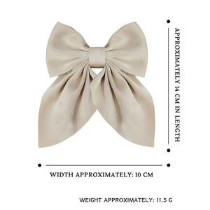 Barrette à cheveux élégante en satin champagne avec nœud, longueur 14cm, accessoire fait main