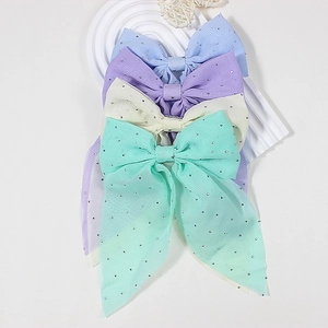 Lot de quatre nœuds de cheveux pastels avec strass et rubans fluides pour femmes