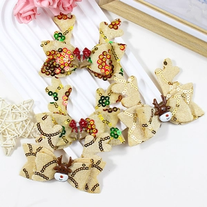 Funkelnde Weihnachts-Rentier-Haarspangen mit Pailletten-Schleifen für festlichen Haarschmuck