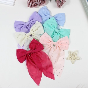 Lot de pinces à cheveux nśud en maille avec strass brillants en couleurs pastel