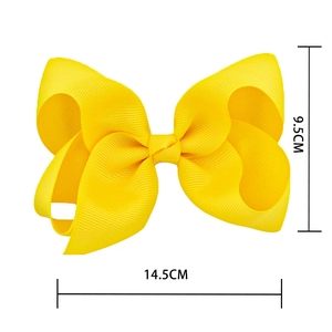 Barrette à cheveux jaune vif de 6 pouces en ruban gros-grain, taille 14,5x9,5 cm