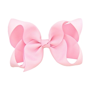 Barrette nœud rose de 6 pouces en ruban gros-grain pour filles au design 3D élégant