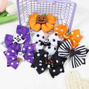 Lot de barrettes à paillettes Halloween faites main avec citrouilles et fantômes