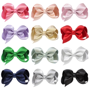 Handmade Large Satin Bow Hair Clips For Girls Solid Color Duckbill Clip Sweet Princess Hair Accessories For Kids Women Party