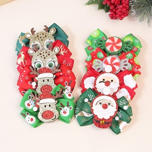 Barrettes de Noël faites à la main avec rennes et paillettes aux couleurs festives