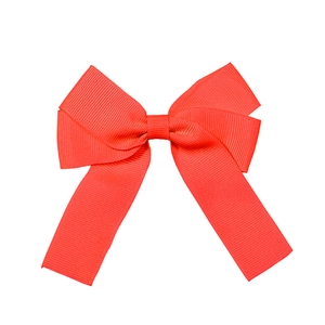 Fiocco per capelli rosso fatto a mano in nastro grosgrain con code lunghe per bimbi