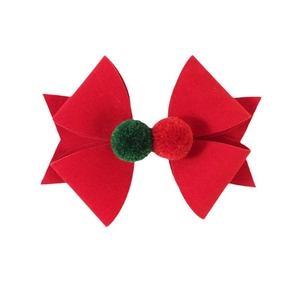 Barrette à cheveux de Noël rouge faite main avec pompons pour un style festif chic