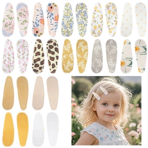 Sweet Kids Fabric Covered Snap Hair Clips Handmade Floral Leopard Print Minimalist Girls Daily Styling Hair Accessories