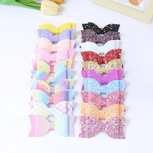 Glitter sequin double-layered butterfly hair clips in various bright colors for girls