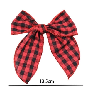 Barrette à cheveux avec noeud de Noël écossais rouge et ruban de 13,5 cm de large