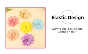 Detailansicht bunter geschichteter Chiffon-Blumenclips mit Strass und elastischem Design
