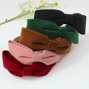 Serre-tête élégants en velours avec nœud en cinq couleurs classiques pour un look chic