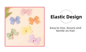 Détail de six barrettes à nœud en tissu de couleur unie pour enfants aux tons pastel doux