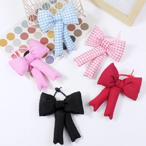 Sweet Padded Cloth Bow Bag Charm Korean Style Fabric Bowknot Keychain For Women Girls Cute Backpack Hanging Accessory