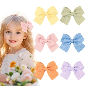 Pinces à Cheveux Nœud Doux pour Enfants Barrettes en Tissu Couleur Unie Accessoires Cheveux Fille pour Quotidien École