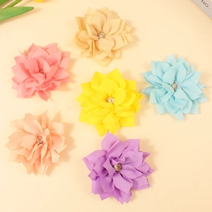 Mehrlagige Chiffon Blumen Haarschmuck mit Strasssteinen in sechs lebendigen Farben