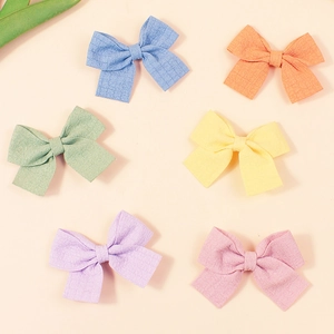 Lot de six barrettes à cheveux en tissu tissé coloré pour filles aux tons pastel doux