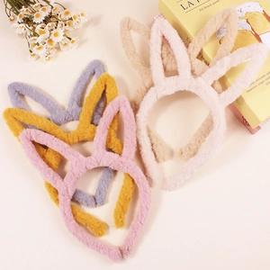 Cute plush bunny ear headbands in multiple pastel colors for women and kids