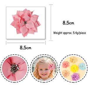 Handgefertigte mehrlagige Chiffon-Blumen-Haarklammer mit Strass-Detail, 8,5 cm Durchmesser