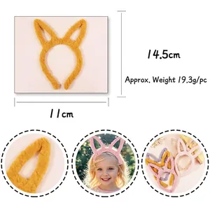 Plush bunny ear headband for women and kids in assorted colors with 14.5cm height