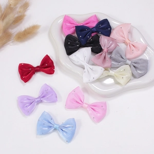 Handmade Rhinestone Bow Mesh Fabric DIY Material For Kids Girls Hair Accessories Clothing Decor Craft Bowknot Piece