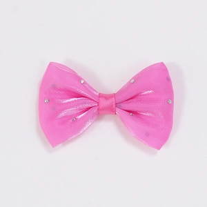 Pink mesh butterfly bow with sparkling rhinestones for handmade DIY hair accessories