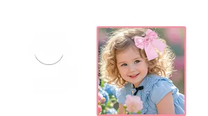 Detailed view of a pink satin double layered bow hair clip with ribbons on a girl