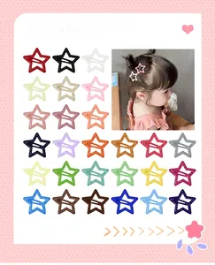 Detailed collection of colorful star-shaped hair clips in various vibrant painted finishes