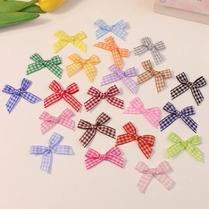 Colorful 2cm handmade plaid ribbon bows for DIY accessories and clothing decor