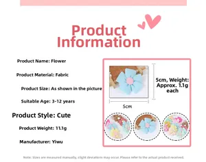 Detailed size specifications for 5cm plaid fabric five-petal flower DIY accessories