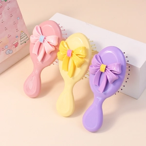 Simpatico Pettine a Cuscinetto Mini Con Decorazione a Fiocco 3D Spazzola Massaggiante Districante Portatile Per Bambini Ragazze Donna