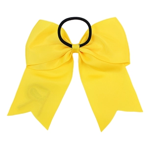 Grand chouchou noeud papillon en ruban gros-grain jaune citron avec élastique noir