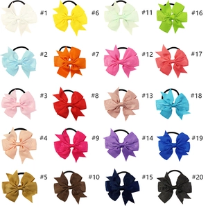 20-piece set of colorful ribbed grosgrain bow hair ties for baby girls in various solid colors