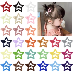 Dopamine Color Star Hair Clips For Kids Sweet Star Shape Snap Clips Non-slip Hair Accessories For Girls Toddlers Infants