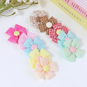 DIY fabric flower accessories set in plaid tweed and soft colors for clothing decor