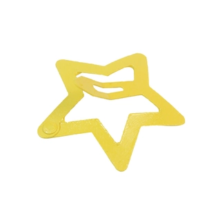 Yellow star-shaped hollow metal hair clip for kids in vibrant dopamine colors