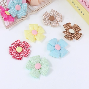 Handmade tweed fabric five-petal flower accessories for DIY clothing decorations